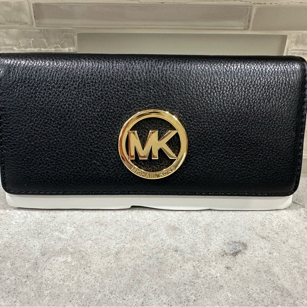 Michael Kors Black Wallet with Gold Logo
